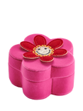 Stych Velvet Flower Appliqué Jewellery Box, Pink