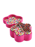 Stych Velvet Flower Appliqué Jewellery Box, Pink