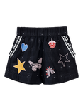 Stych Kids' Embellished Cotton Shorts, Black/Multi