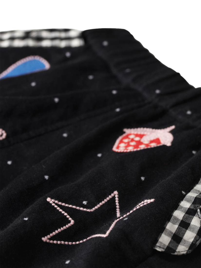 Product image 3 of 5, which shows Stych Kids' Embellished Cotton Shorts, Black/Multi, 3-4 years