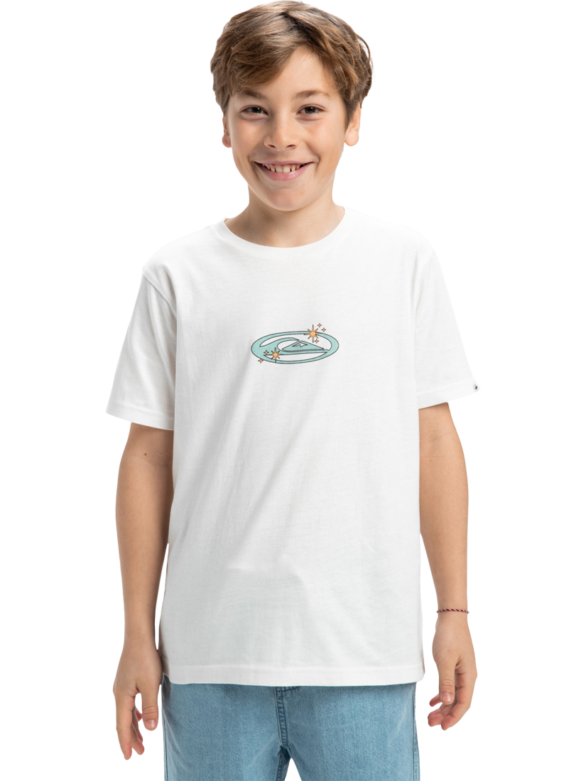 Product image 1 of 5, which shows Quiksilver Kids' Organic Cotton Nature Magic Graphic T-Shirt, Snow White/Multi, 10 years