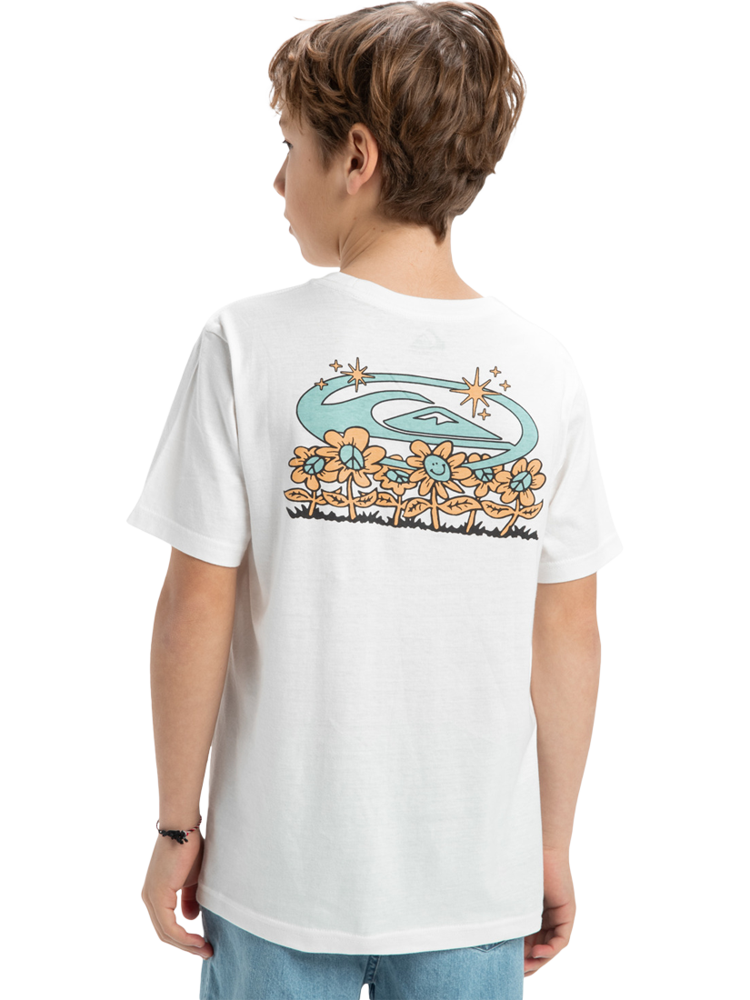 Product image 2 of 5, which shows Quiksilver Kids' Organic Cotton Nature Magic Graphic T-Shirt, Snow White/Multi, 10 years