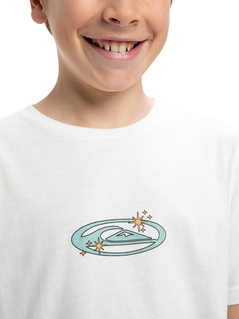 Product image 3 of 5, which shows Quiksilver Kids' Organic Cotton Nature Magic Graphic T-Shirt, Snow White/Multi, 10 years