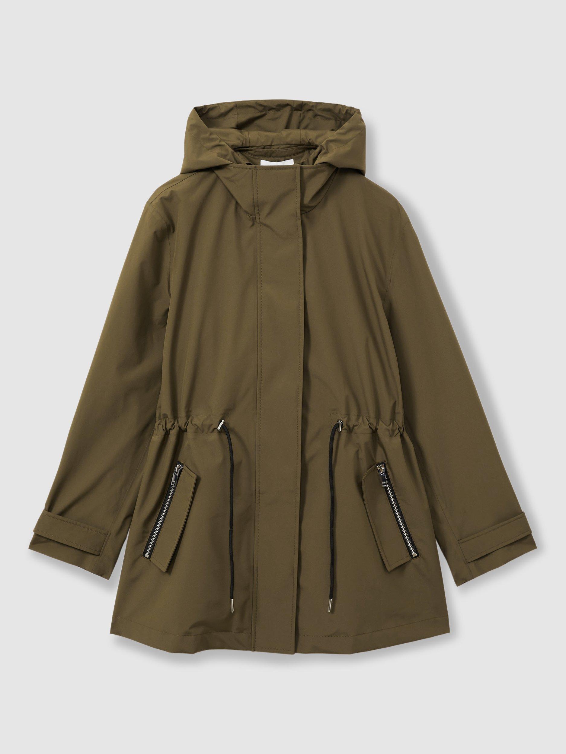 Product image 3 of 5, which shows Reiss Tia Raincoat, Khaki, 8