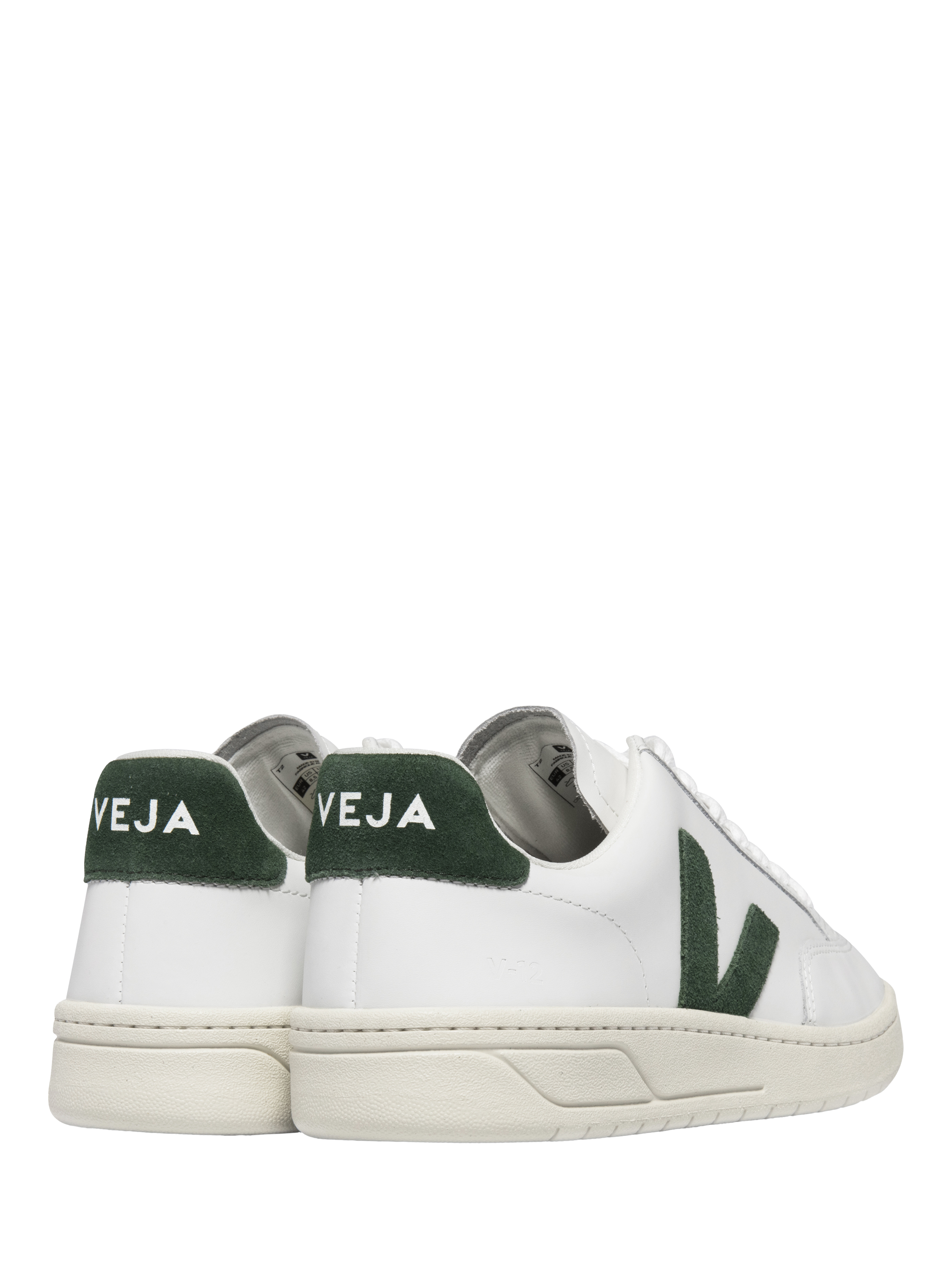 Product image 3 of 3, which shows VEJA V12 Leather Lace Up Trainers, Extra White/Cyprus, 7