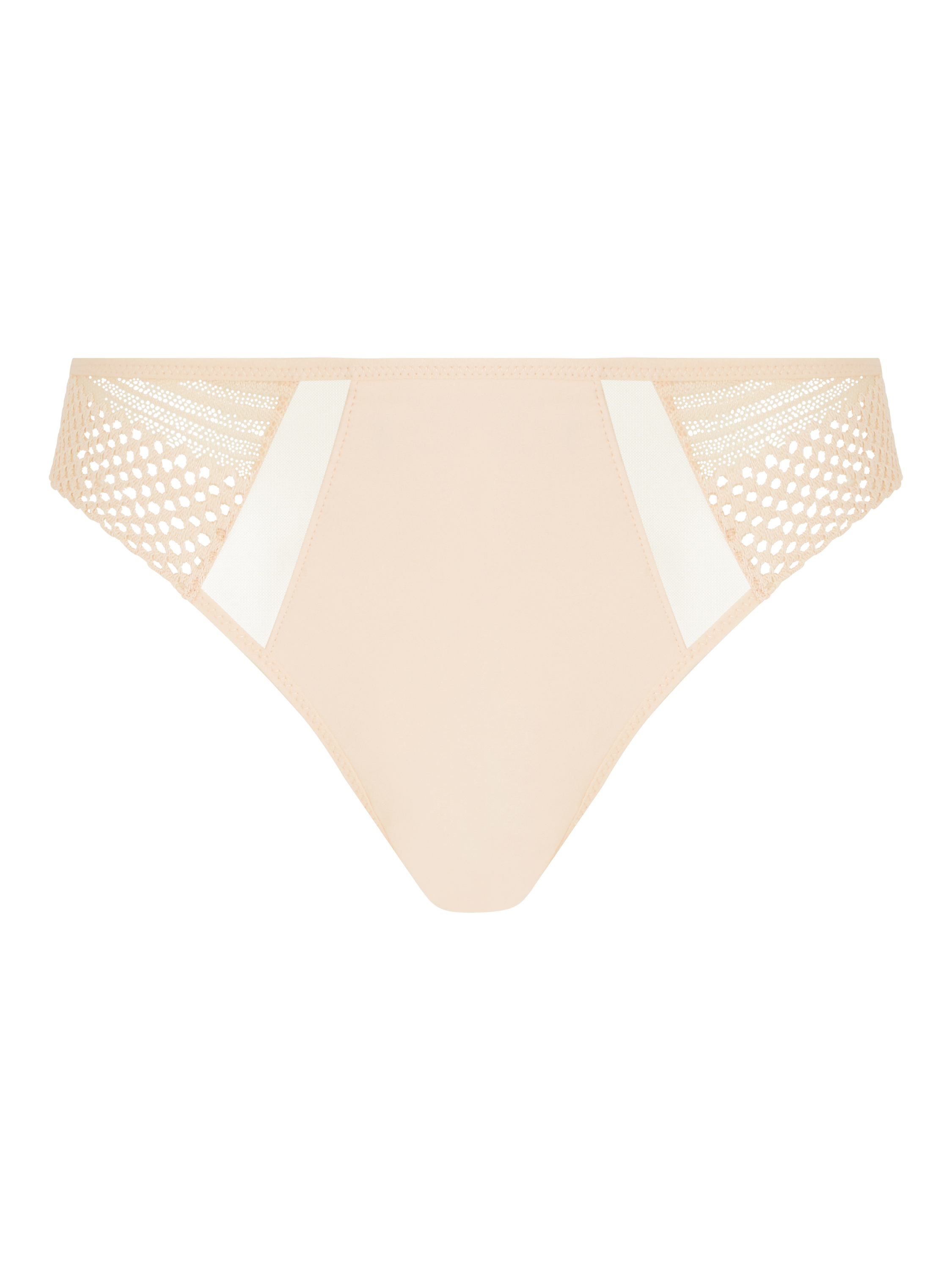 Product image 4 of 4, which shows Chantelle Play Lace Tanga Knickers, Golden Beige, S