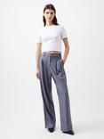 French Connection Fiorella Pinstripe Trousers, Grey