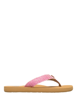 Roxy Kids' Porto Raffia Flip Flops, Raspberry, Raspberry