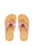 Roxy Kids' Porto Raffia Flip Flops, Raspberry