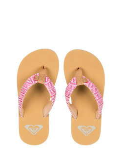Roxy Kids' Porto Raffia Flip Flops, Raspberry - view 2, Raspberry