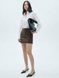 Mango Combi Shirt Tweed Skirt Mini Dress, White/Multi