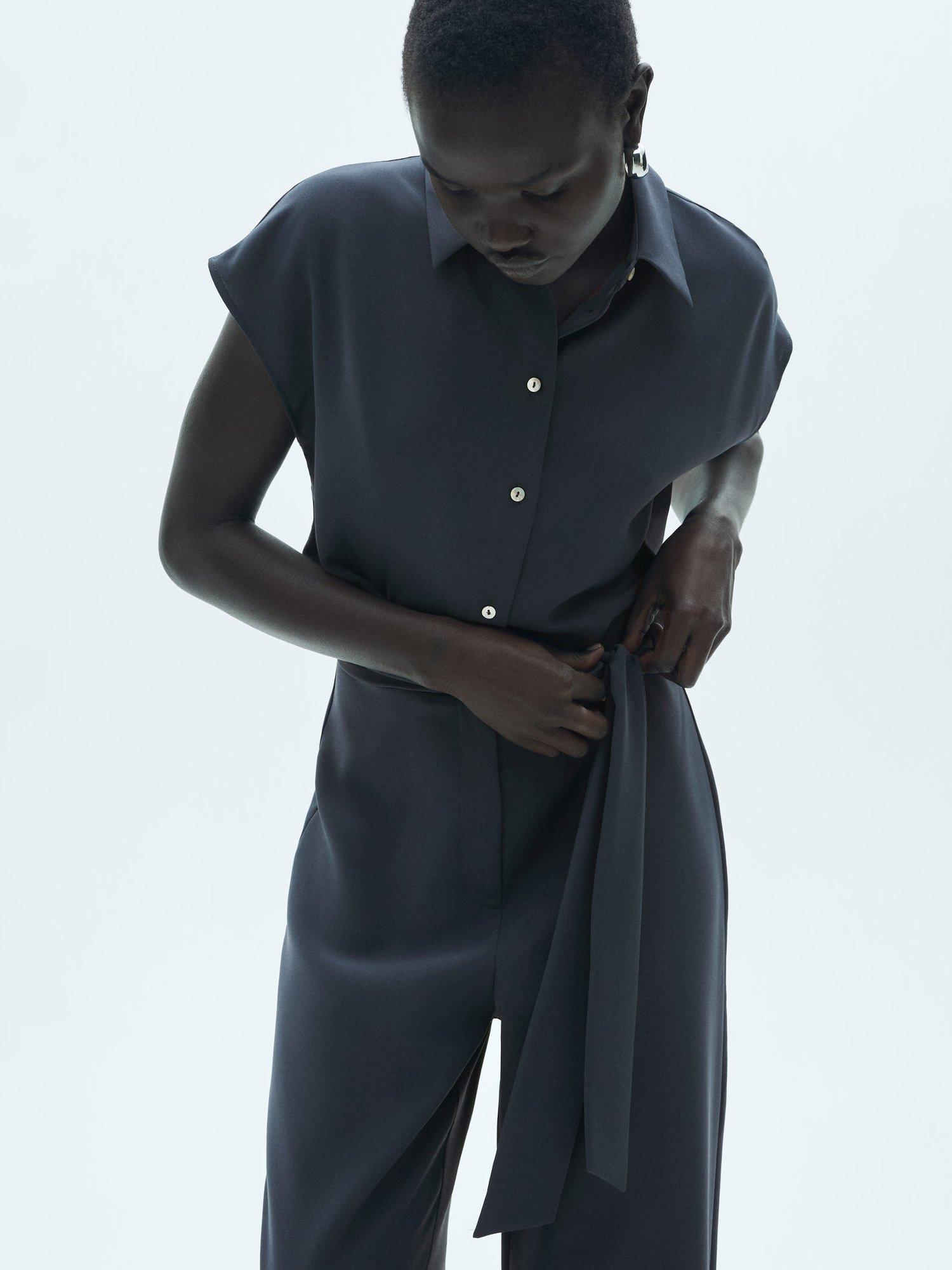 Product image 1 of 8, which shows Mango Juani Button Jumpsuit, Medium Blue, 6XL