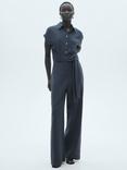 Mango Juani Button Jumpsuit, Medium Blue