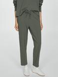 Mango Pique Elasticated Drawstring Waist Joggers, Khaki