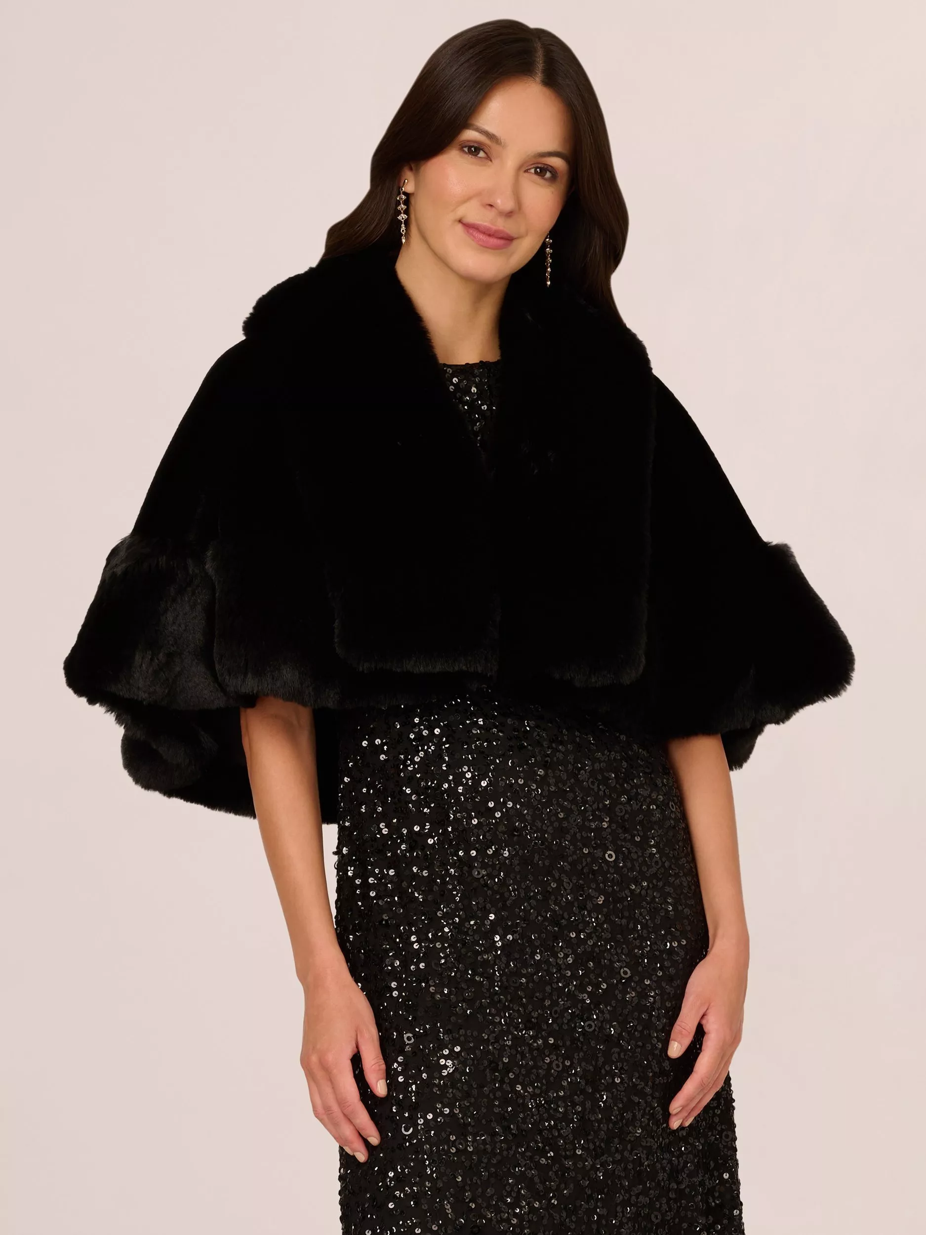 Black fur cape best sale