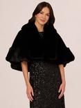 Adrianna Papell Faux Fur Cape Cover Up, Black