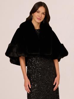 Adrianna Papell Faux Fur Cape Cover Up, Black, Black