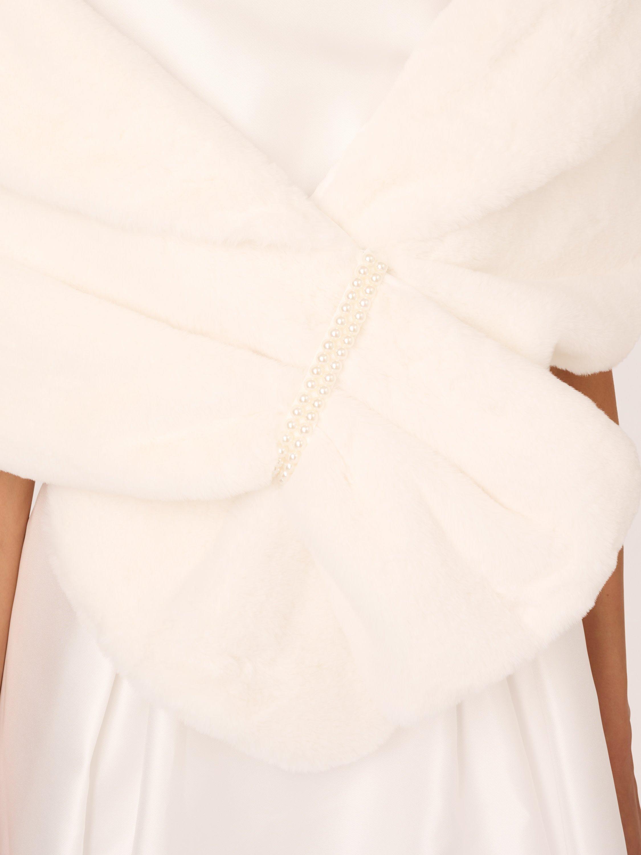 Product image 5 of 7, which shows Adrianna Papell Faux Fur Wrap, Ivory