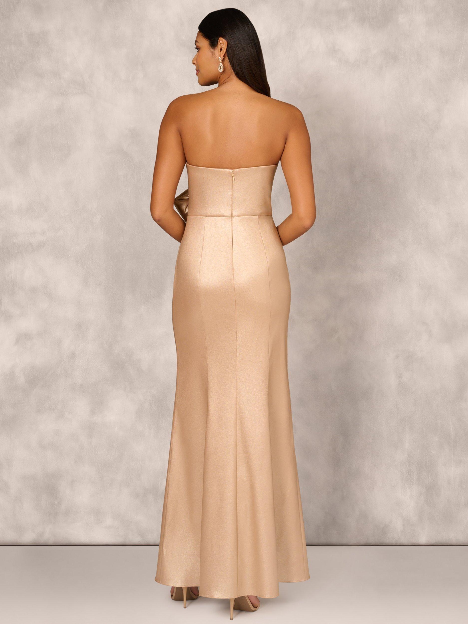 Adrianna Papell Foiled Mikado Bow Dress Mink