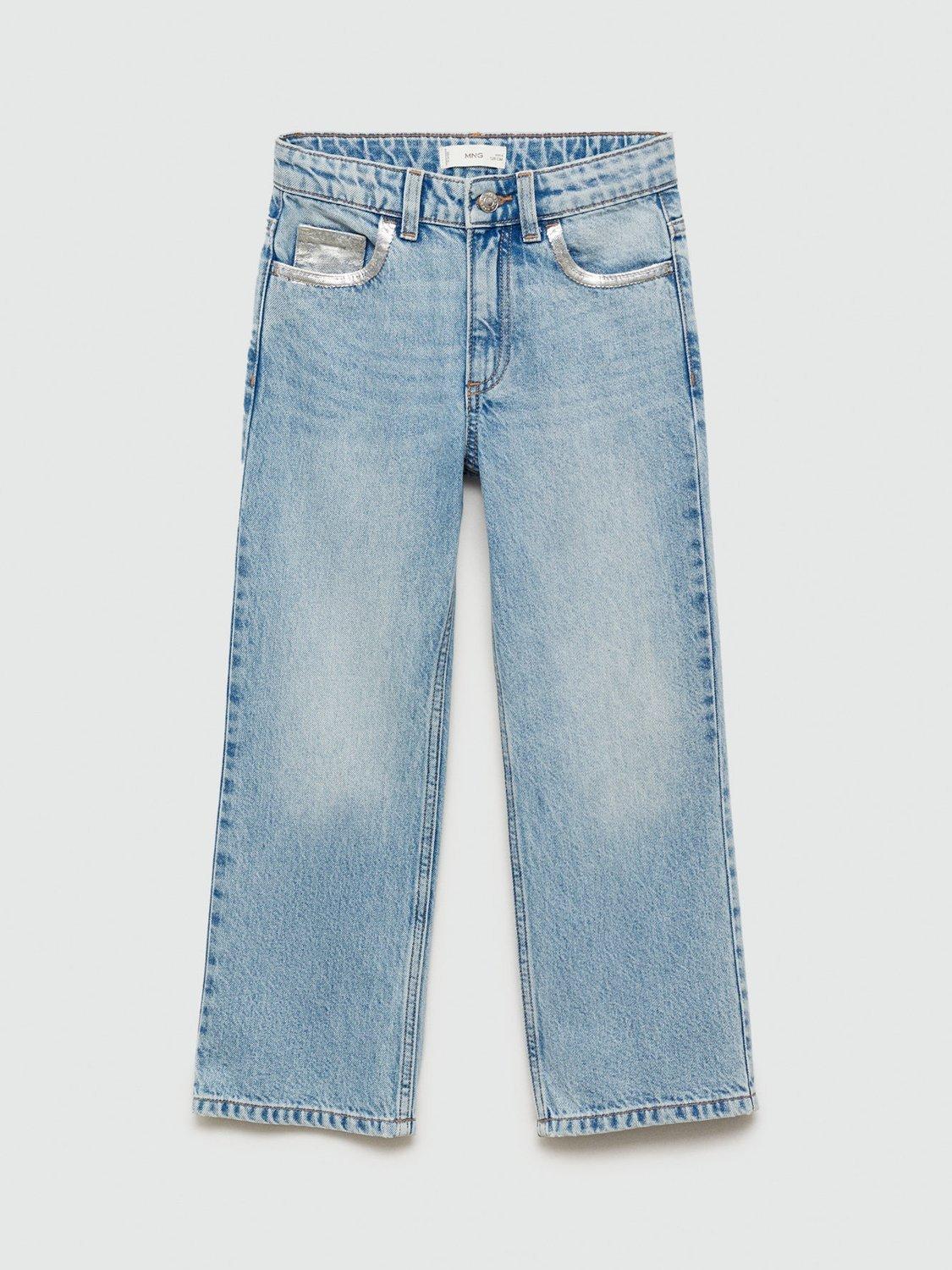 Mango Kids' Ocean Straight Jeans, Open Blue