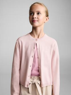 Mango Kids' Emma Cotton Blend Cardigan, Pastel Pink