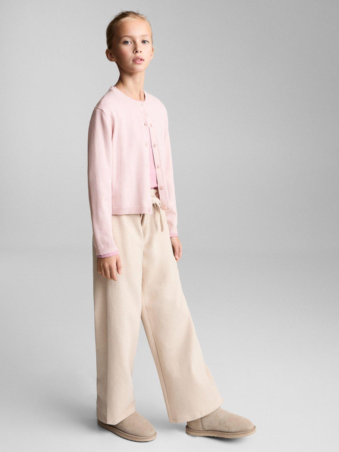 Product image 2 of 7, which shows Mango Kids' Emma Cotton Blend Cardigan, Pastel Pink, 9-10 years