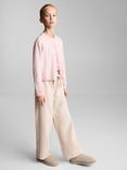Mango Kids' Emma Cotton Blend Cardigan, Pastel Pink