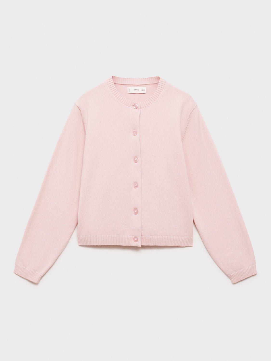 Product image 3 of 7, which shows Mango Kids' Emma Cotton Blend Cardigan, Pastel Pink, 9-10 years