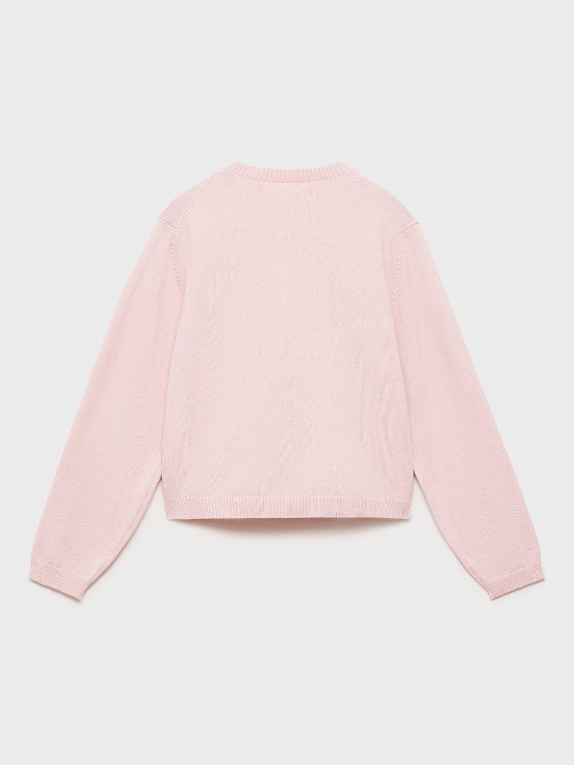 Product image 4 of 7, which shows Mango Kids' Emma Cotton Blend Cardigan, Pastel Pink, 9-10 years