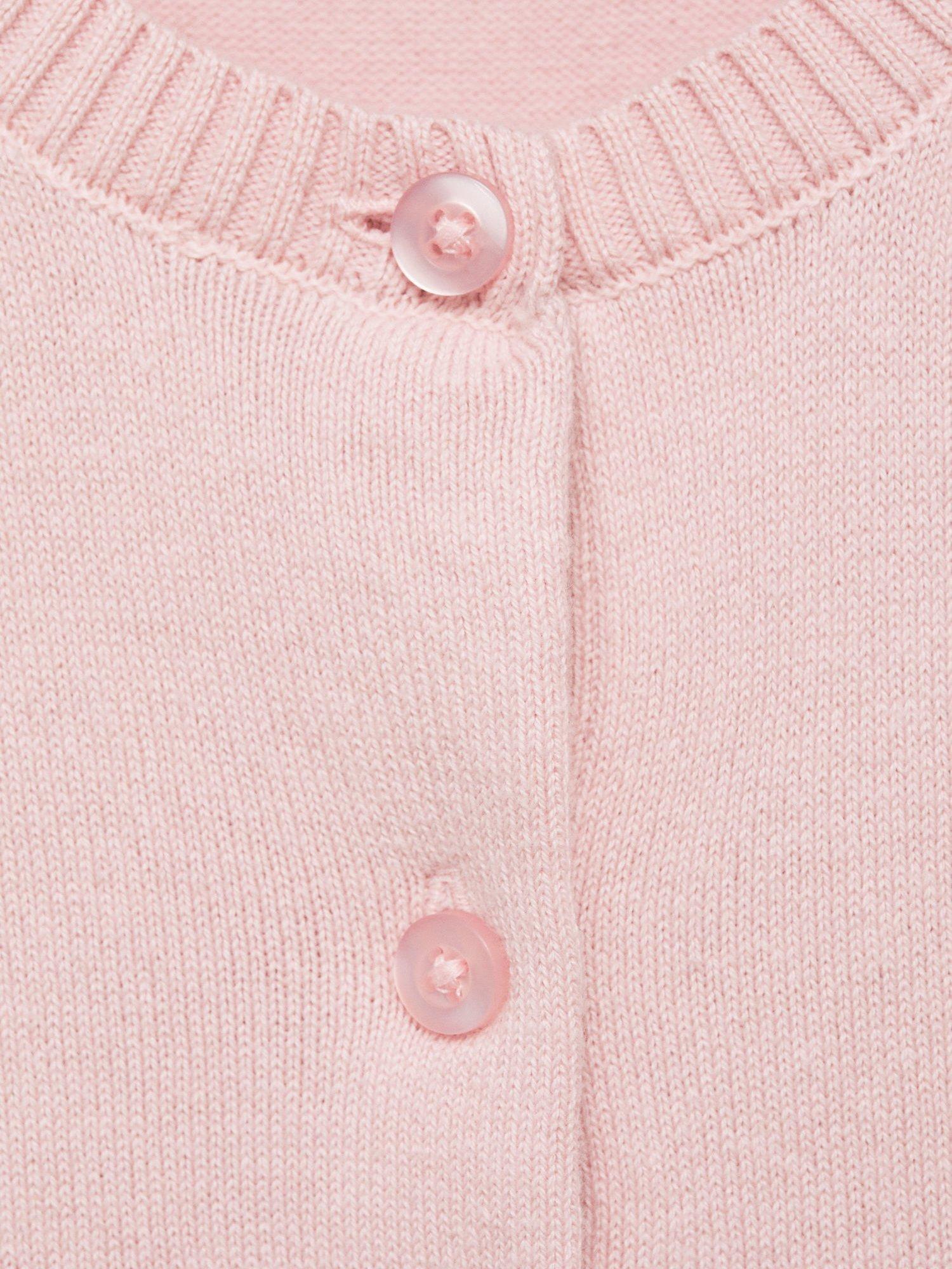Product image 7 of 7, which shows Mango Kids' Emma Cotton Blend Cardigan, Pastel Pink, 9-10 years