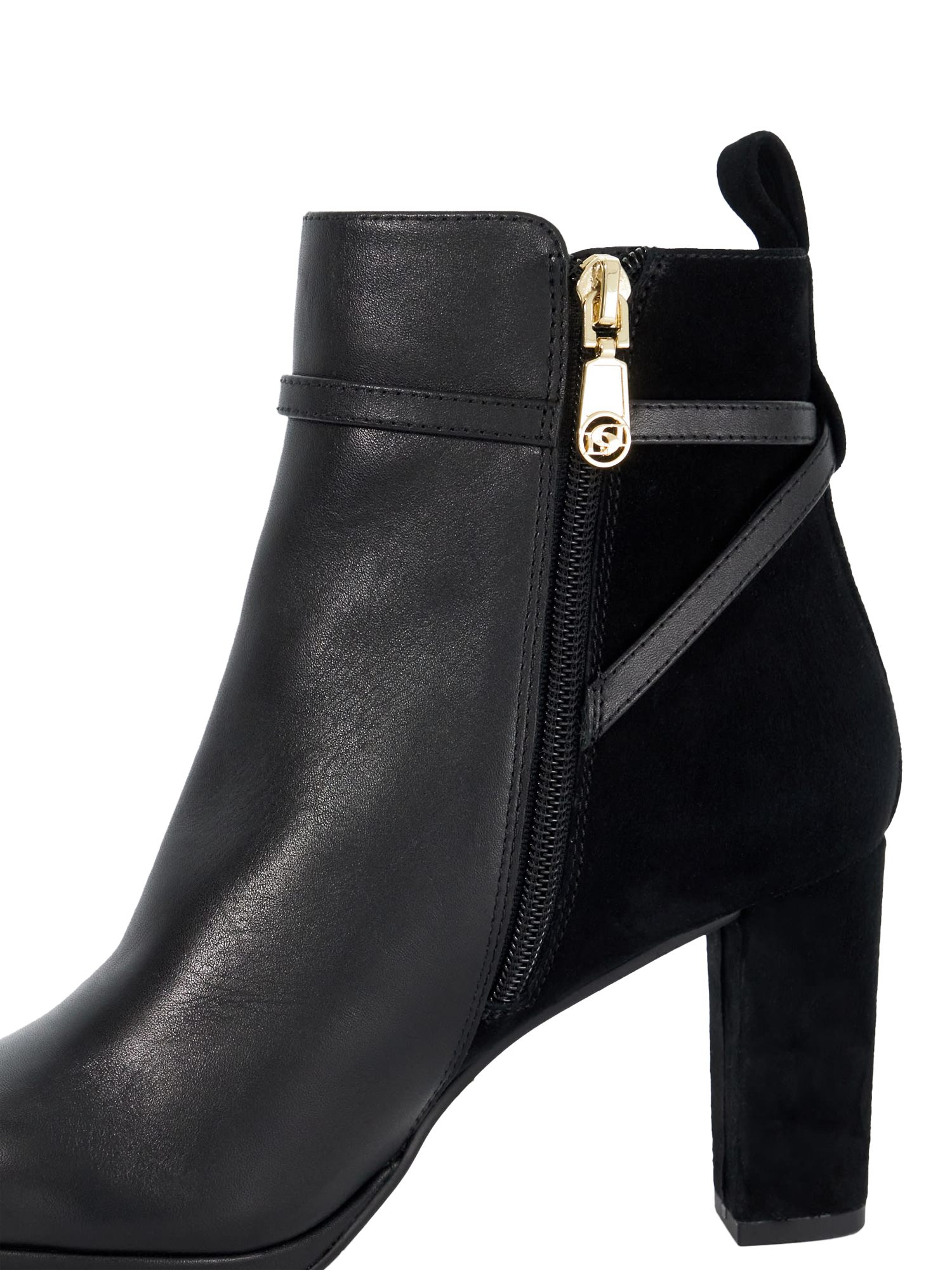 Product image 5 of 6, which shows Dune Ottara Leather Heeled Ankle Boots, Black, EU41