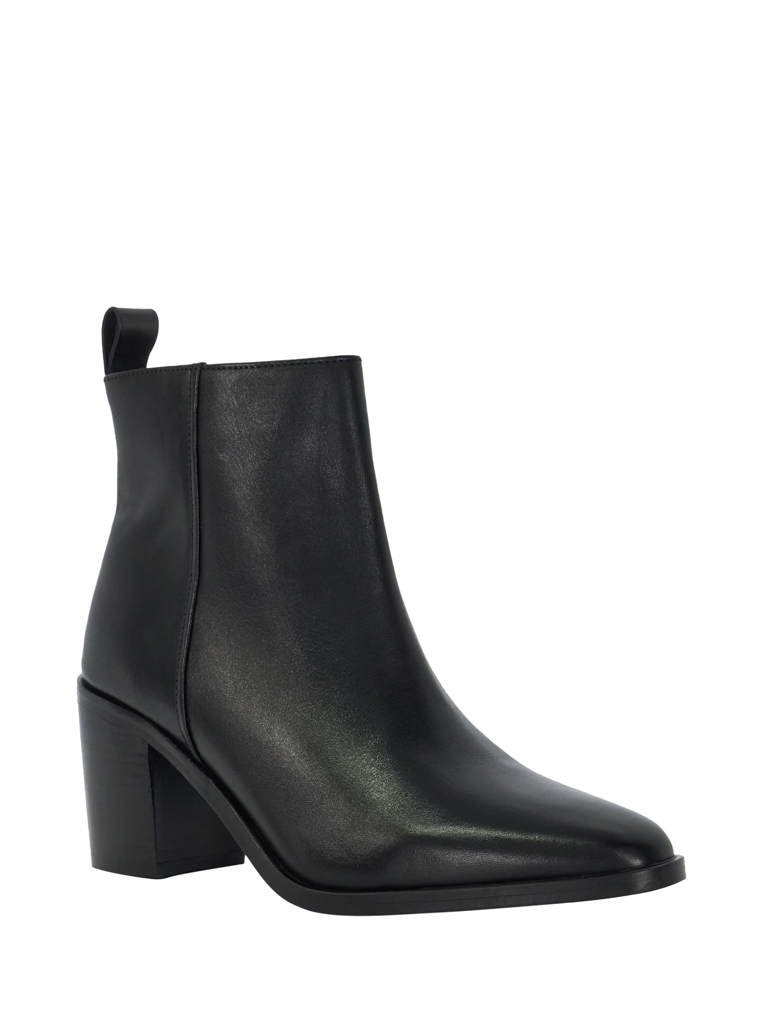 Product image 3 of 5, which shows Dune Palar Leather Almond Toe Block Heel Western Boots, Black, EU40