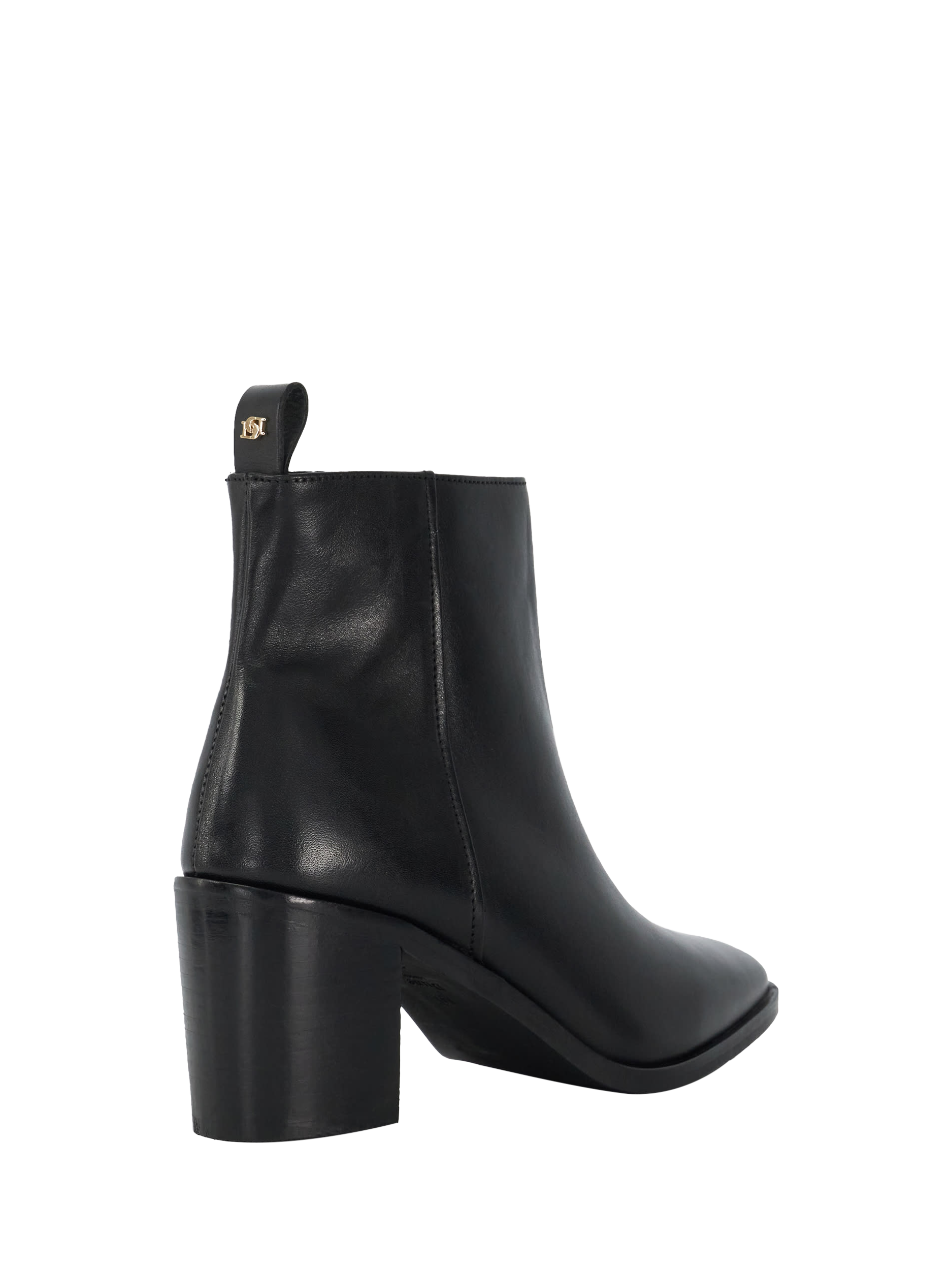Product image 4 of 5, which shows Dune Palar Leather Almond Toe Block Heel Western Boots, Black, EU40
