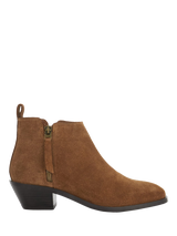 Dune Pear Suede Stacked Heel Ankle Boots Black