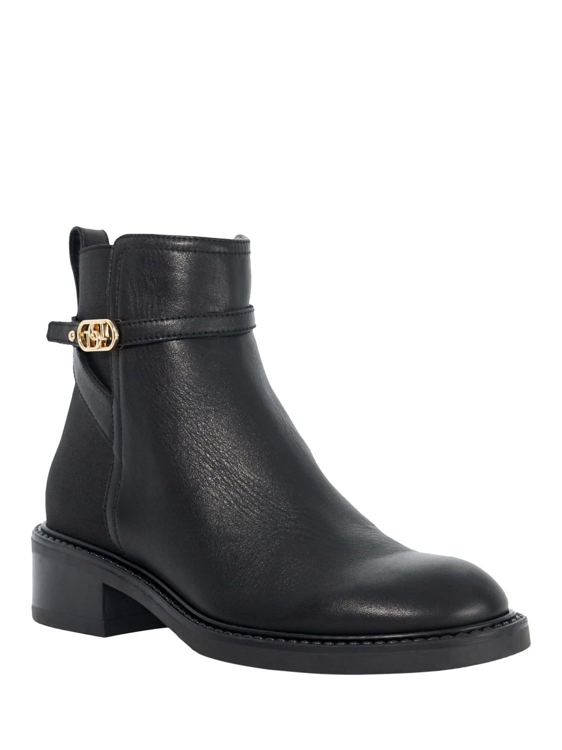 Product image 3 of 6, which shows Dune Praisley Block Heel Ankle Boots, Black, EU36