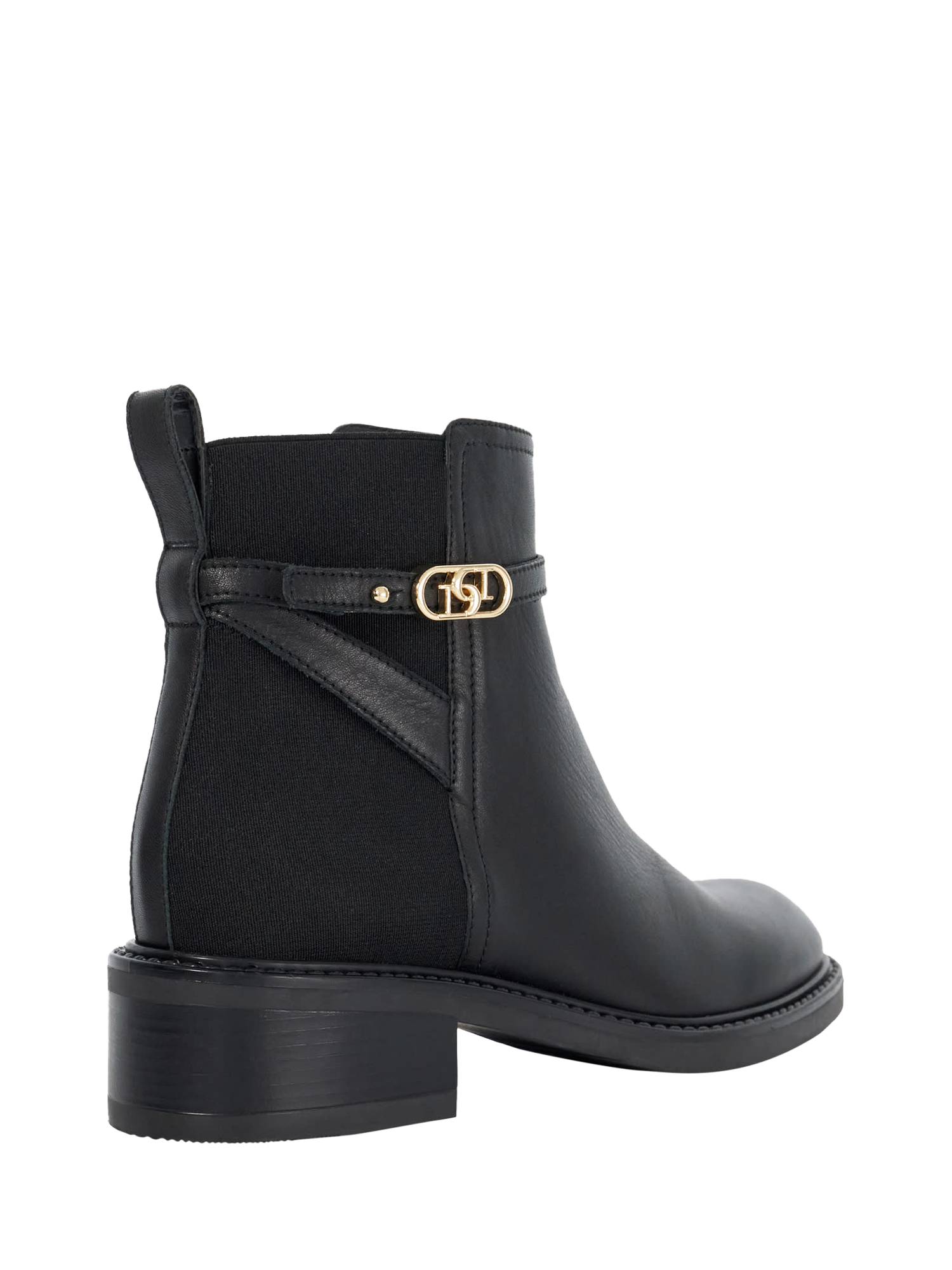 Product image 4 of 6, which shows Dune Praisley Block Heel Ankle Boots, Black, EU36