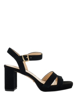 Dune London Manifesting Suede Block Heeled Sandals, Black