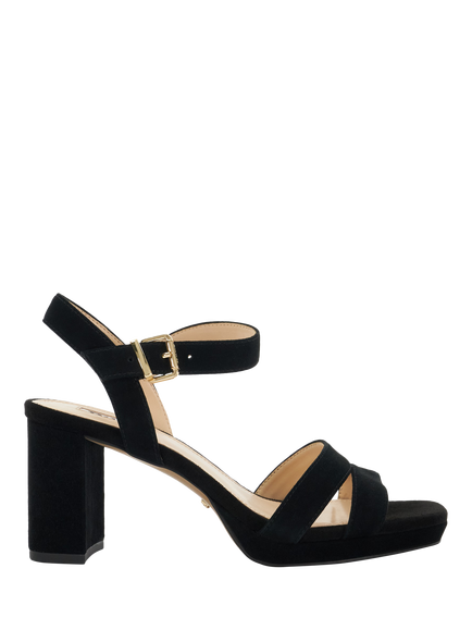 Dune London Manifesting Suede Block Heeled Sandals, Black