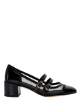 Dune London Appreciate Mesh Patent Trim Block Heeled Mary Janes, Black