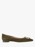 L.K.Bennett Lisette Suede Pointed Flats, Khaki