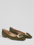 L.K.Bennett Lisette Suede Pointed Flats, Khaki