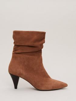 Phase Eight Western Leather Boots, Brown, Brown