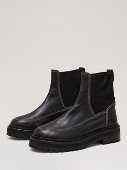 Phase Eight Chunky Leather Chelsea Boots, Black - view 2, Black