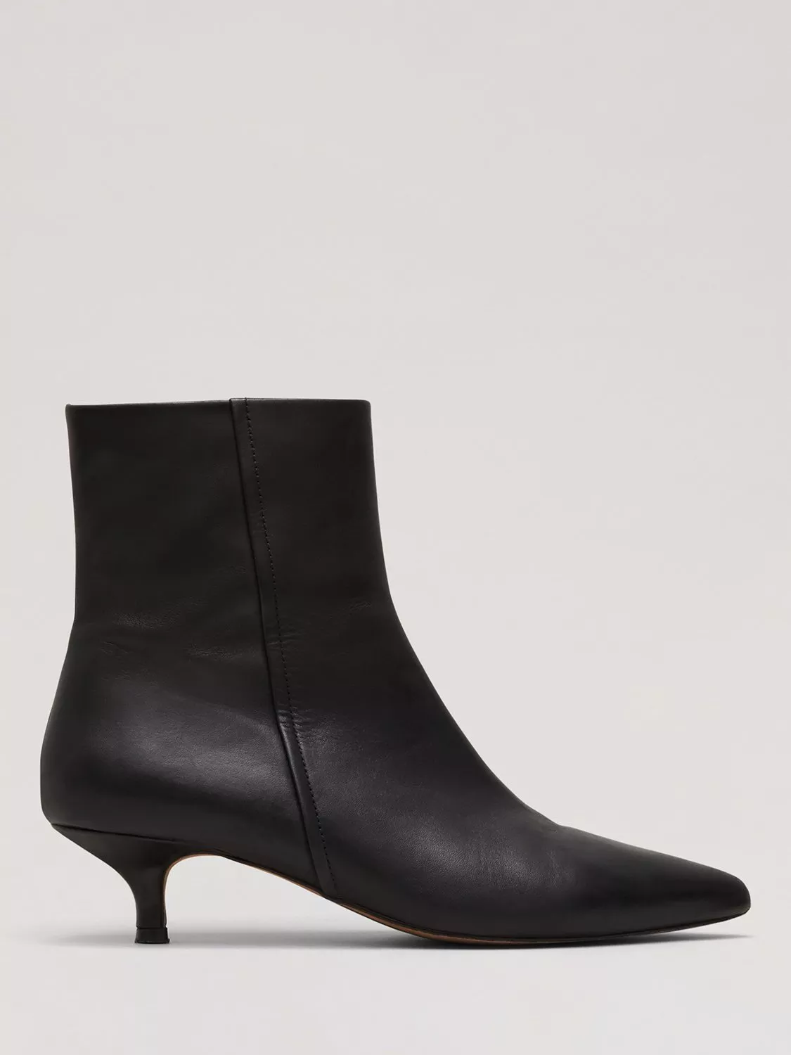 Phase Eight Leather Kitten Heel Boots Black