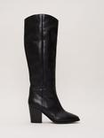 Phase Eight Western Knee High Leather Boots, Black