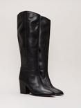 Phase Eight Western Knee High Leather Boots, Black