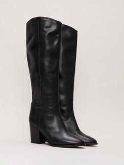Phase Eight Western Knee High Leather Boots, Black - view 2, Black