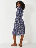 Crew Clothing Floral Wrap Midi Dress, Navy Blue