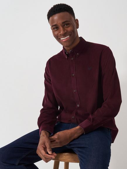 Crew Clothing Cotton Regular Fit Corduroy Shirt, Burgundy Red, Burgundy Red