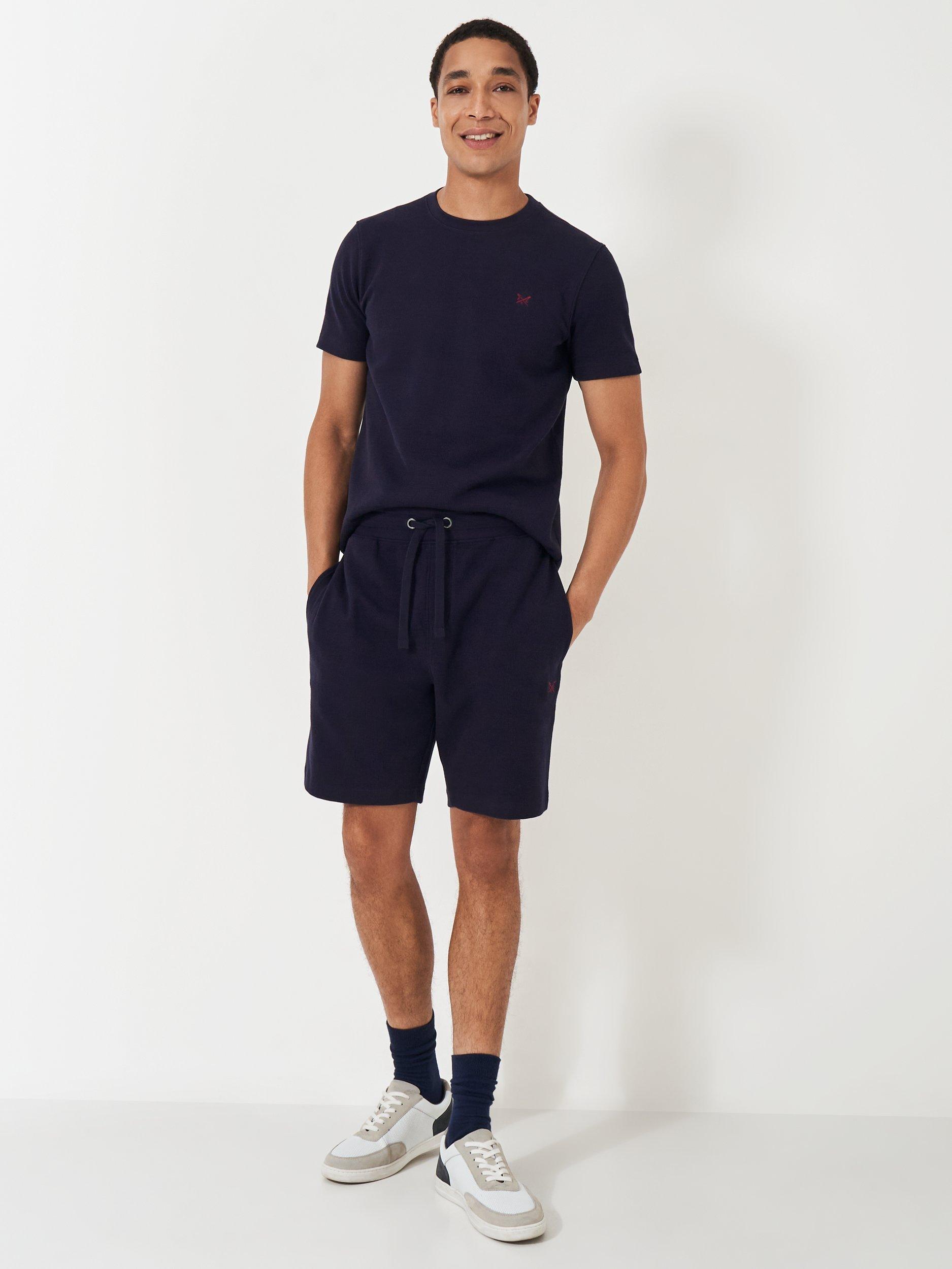 Crew Clothing Waffle Lounge Shorts Navy Blue